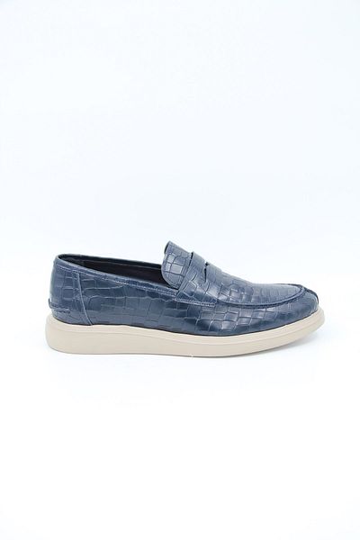 Freefoot 226825   Pantofi casual pentru bărbați - piele croco albastru bleumarin
