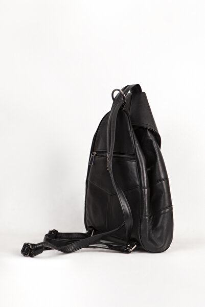 Dericlub 2056 Gerçek Deri Kadın Çapraz Sırt Çantası Siyah