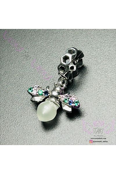 Neon Takı by Atalay Reactivity Sticker - Glow in the Dark Firestick Stone Pan, Bracelet Charm 31 Silver Color