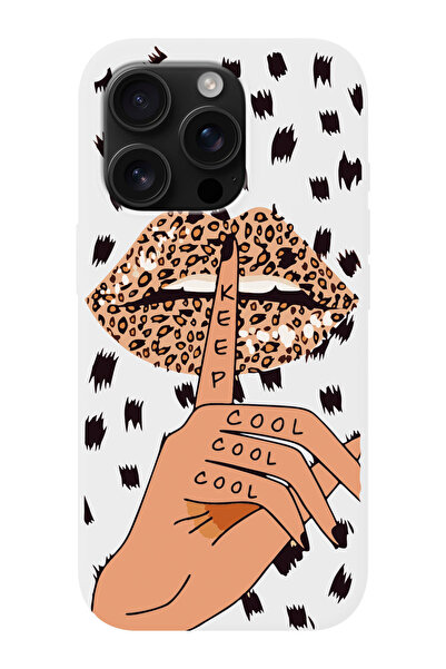 shoptocase iPhone 16 PRO MAX Uyumlu Keep Cool Desenli İçi Süet Silikon Telefo...
