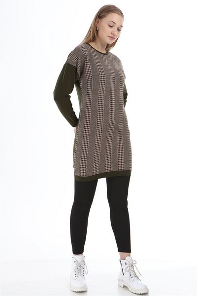 FTZ WOMEN Women's Patterned Tunic Khaki 21-1236