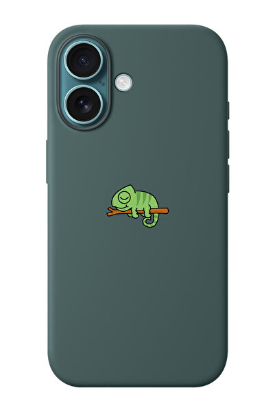 shoptocase iPhone 16 PLUS Uyumlu Bukalemun Desenli İçi Süet Silikon Telefon K...