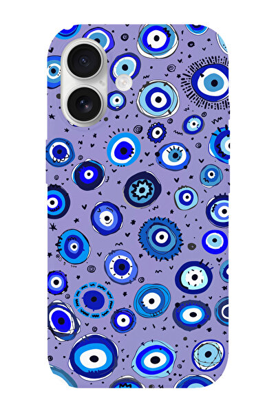 shoptocase iPhone 16 Uyumlu Nazar Boncukları Desenli İçi Süet Silikon Telefon...