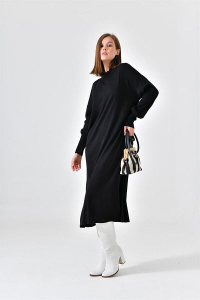 FTZ WOMEN Women's Plain Basic Tunic Black 20678