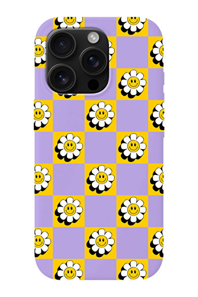 shoptocase iPhone 16 PRO MAX Uyumlu Smile Papatya Desenli İçi Süet Silikon Te...