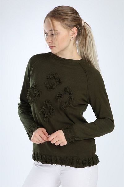 FTZ WOMEN Khaki Casual Tunic - Women's, Text Detailed, 21-1171
