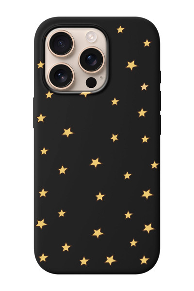 shoptocase iPhone 16 PRO Uyumlu Yıldızlar Desenli İçi Süet Silikon Telefon Kı...