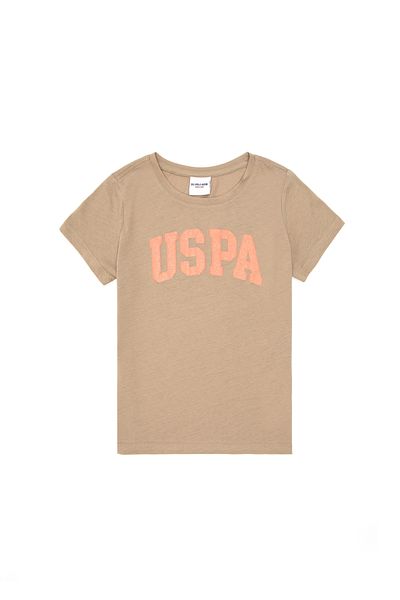 U.S. Polo Assn. Κοριτσίστικο μπλουζάκι με λαιμόκοψη ανοιχτόχρωμο χακί 50288500-VR183
