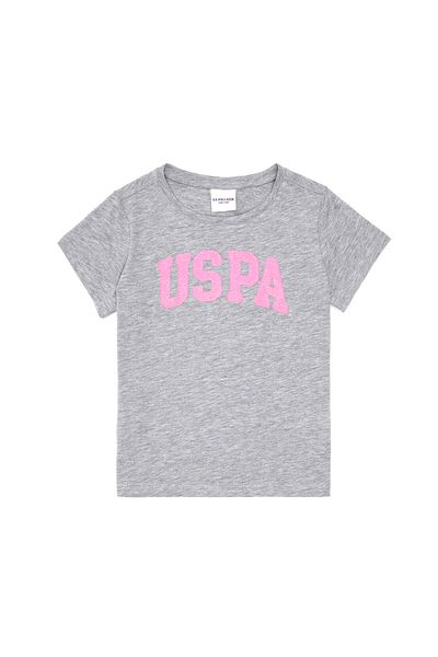 U.S. Polo Assn. Girl's Grey Melange Crew Neck Basic T-Shirt 50288500 -Vr086