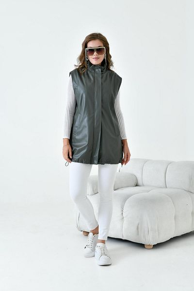 FTZ WOMEN Women's Leather Vest Khaki 30926