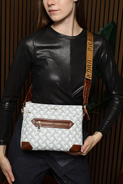 Piedra Біла сумка з великими кишенями, візерунком у вигляді плетіння, застібкою-блискавкою та ременем через плече, новий сезон, жіноча сумка