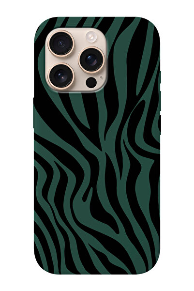 shoptocase iPhone 16 PRO Uyumlu Zebra Desenli İçi Süet Silikon Telefon Kılıfı