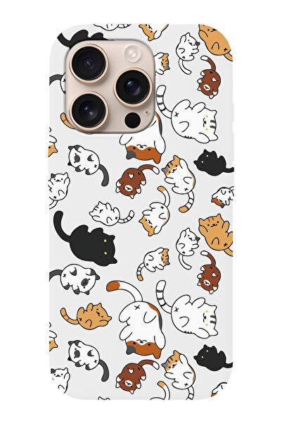 shoptocase iPhone 16 PRO Uyumlu Kedicik Desenli İçi Süet Silikon Telefon Kılıfı