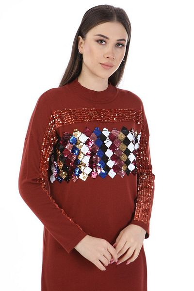FTZ WOMEN Women's Front Sequin Sequin Knitwear Tile 21-1238