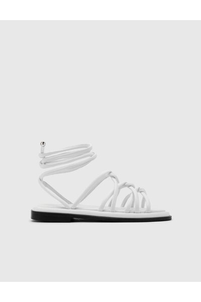 İLVİ Genuine Leather White Women's Sandals - Fusae