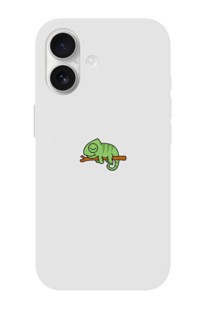shoptocase iPhone 16 Uyumlu Bukalemun Desenli İçi Süet Silikon Telefon Kılıfı