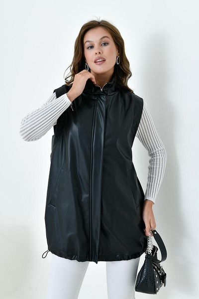 FTZ WOMEN Vestă din piele de damă neagră 30926