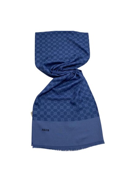 Aker شال أنيق منقوش باللون النيلي - 1090100 -922