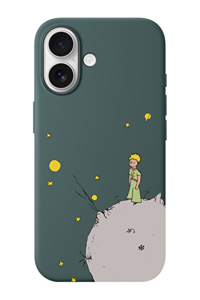 shoptocase iPhone 16 Uyumlu Küçük Prens Moon Desenli İçi Süet Silikon Telefon...