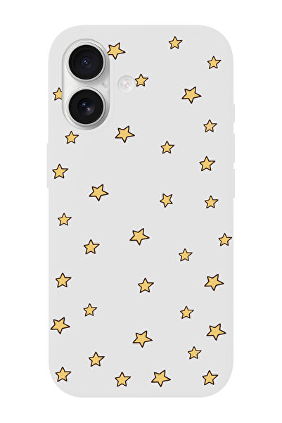shoptocase iPhone 16 Uyumlu Yıldızlar Desenli İçi Süet Silikon Telefon Kılıfı