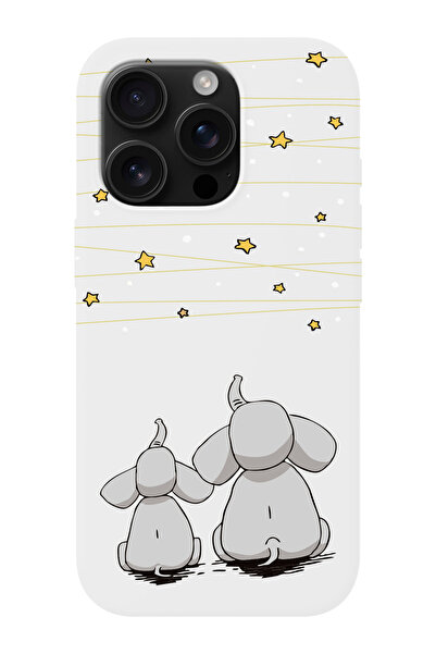 shoptocase iPhone 16 PRO MAX Uyumlu Yıldızlı Filler Desenli İçi Süet Silikon ...