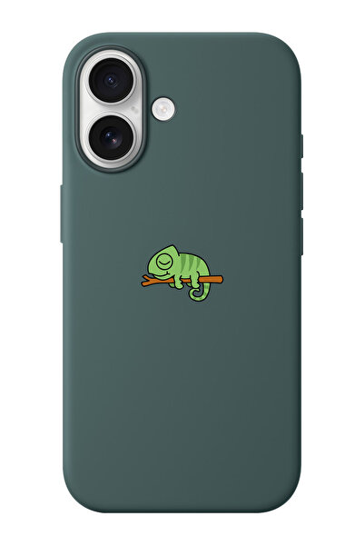 shoptocase iPhone 16 Uyumlu Bukalemun Desenli İçi Süet Silikon Telefon Kılıfı