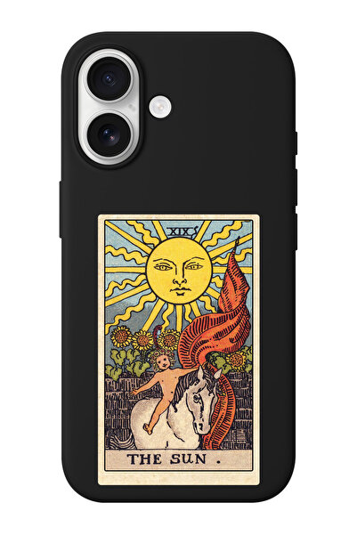 shoptocase iPhone 16 Uyumlu The Sun Desenli İçi Süet Silikon Telefon Kılıfı