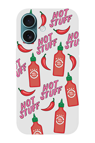 shoptocase iPhone 16 PLUS Uyumlu Hot Stuff Desenli İçi Süet Silikon Telefon K...