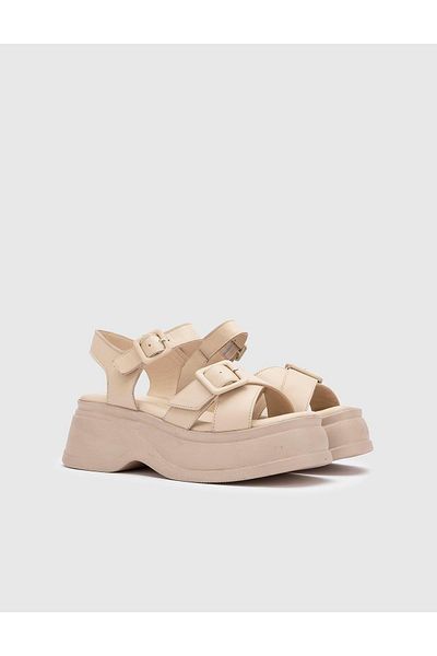 İLVİ Bretton Genuine Leather Women's Beige Sandals