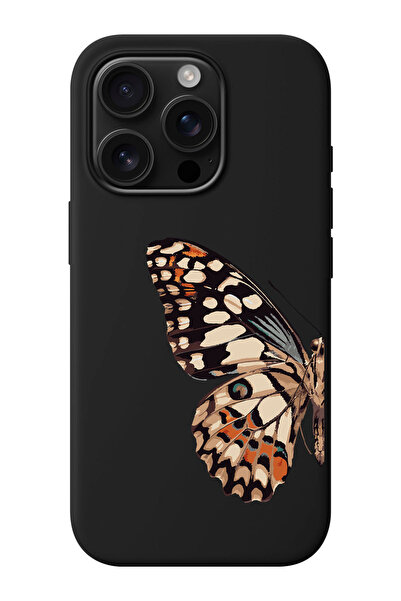 shoptocase iPhone 16 PRO MAX Uyumlu Kelebek Desenli İçi Süet Silikon Telefon ...