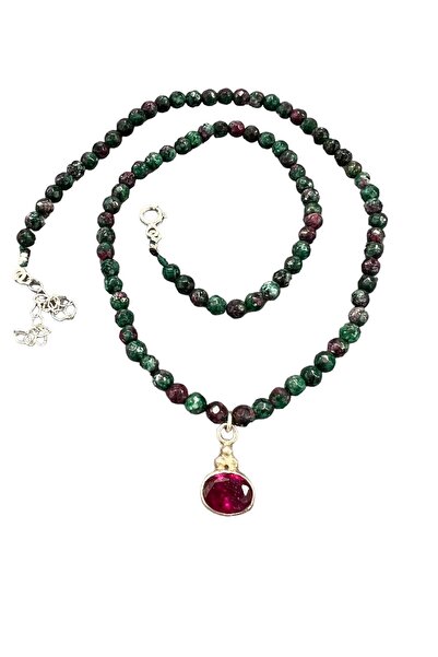 Defne Silver Milas Yeşil Akik Kolye