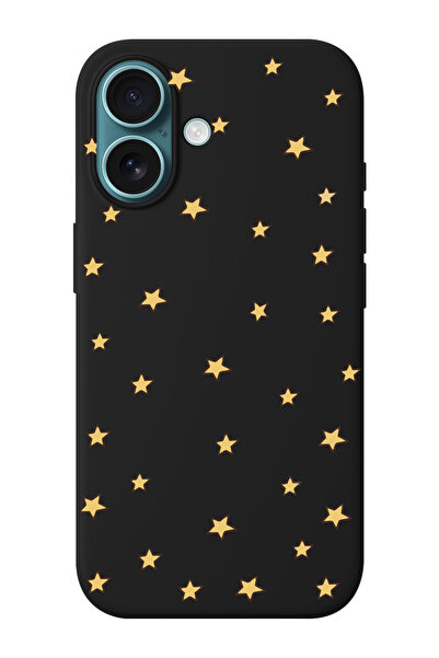 shoptocase iPhone 16 PLUS Uyumlu Yıldızlar Desenli İçi Süet Silikon Telefon K...