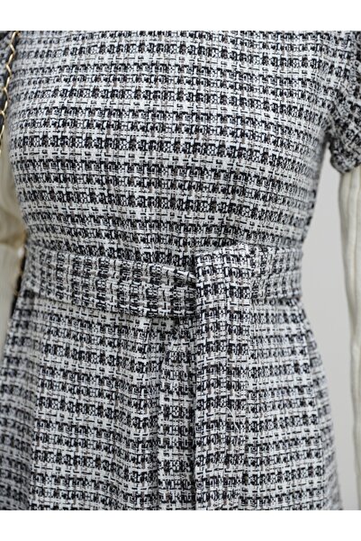 Modamorfo Ζώνη Tweed Gilet με βολάν στα μανίκια