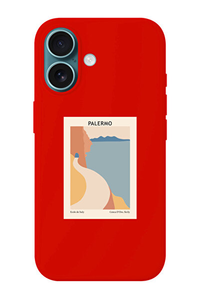 shoptocase iPhone 16 PLUS Uyumlu Palermo Desenli İçi Süet Silikon Telefon Kılıfı