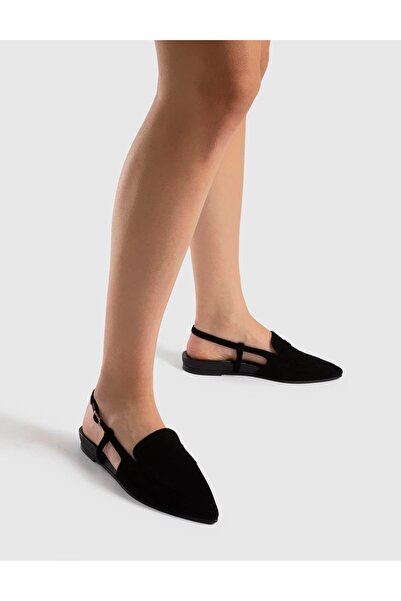 İLVİ Satine Genuine Suede Leather Women's Black Sandals