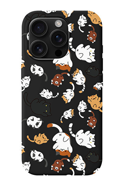 shoptocase iPhone 16 PRO MAX Uyumlu Kedicik Desenli İçi Süet Silikon Telefon ...