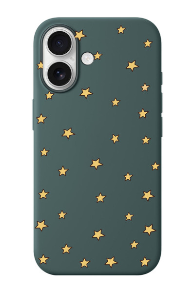 shoptocase iPhone 16 Uyumlu Yıldızlar Desenli İçi Süet Silikon Telefon Kılıfı