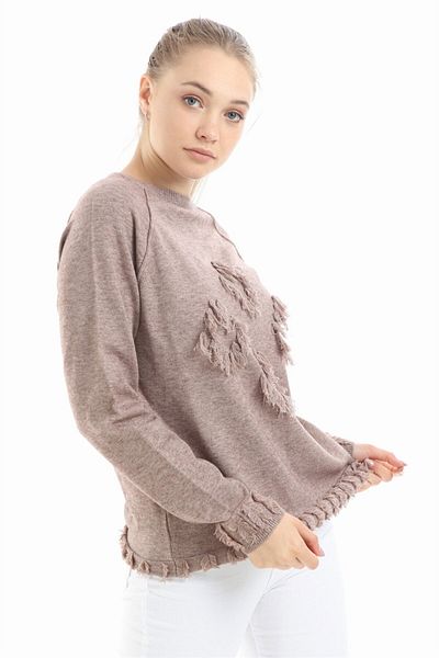 FTZ Women Kadın Yazı Detay Salaş Tunik Beige 21-1171