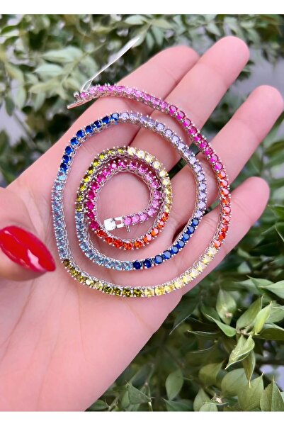 Defne Silver Multi Color 3 mm Suyolu Kolye