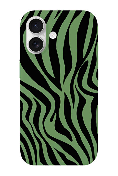 shoptocase iPhone 16 Uyumlu Zebra Desenli İçi Süet Silikon Telefon Kılıfı
