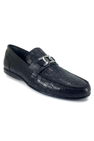 Fosco 2919 Daily Genuine Leather Men's Ballerina Shoes-black Opening