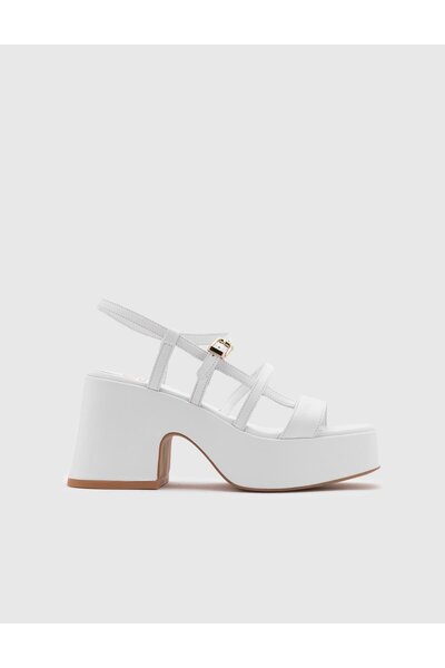 İLVİ Judit Genuine Leather Women's White Heeled Sandals