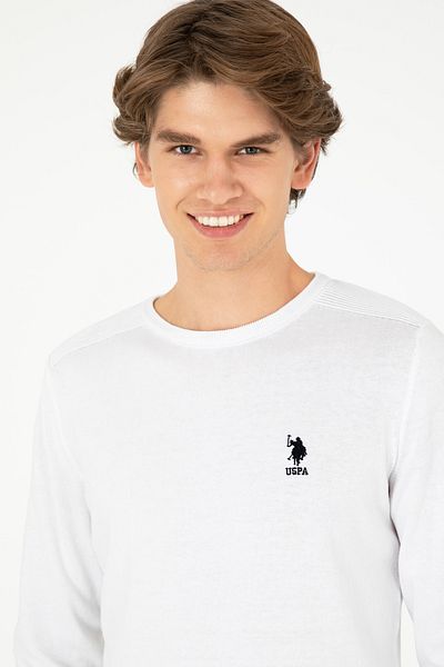 U.S. Polo Assn. Men's Slim Fit Crew Neck White Basic Sweatshirt 50288888 -Vr013