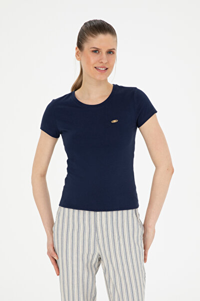 U.S. Polo Assn. Kadın Lacivert Bisiklet Yaka Basic Tişört 50288686-VR033