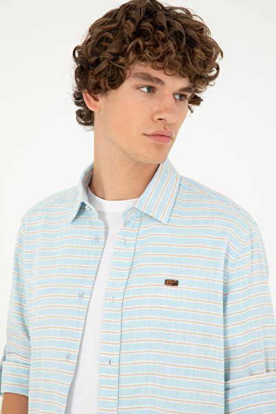 U.S. Polo Assn. Erkek Mavi Uzun Kollu Gömlek 50288676-VR036