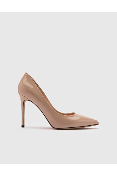 İLVİ Nelli Genuine Patent Leather Women's Beige Stiletto