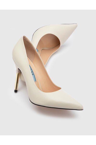 İLVİ Jarif Genuine Leather Women's Beige Stiletto