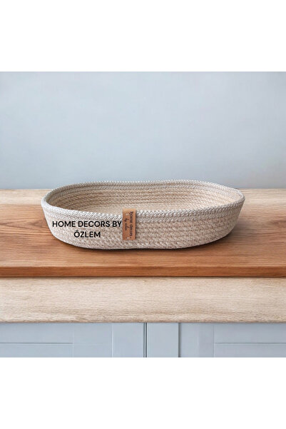 Oval Wicker Basket Organizer Organizer Jute Decoration Kitchen Presentation Hall (Wicker Dark Beige) - 26x16x5cm