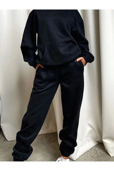 UYN SPORT Zimní bavlněné tepláky Jogger Paça černé unisex tepláky