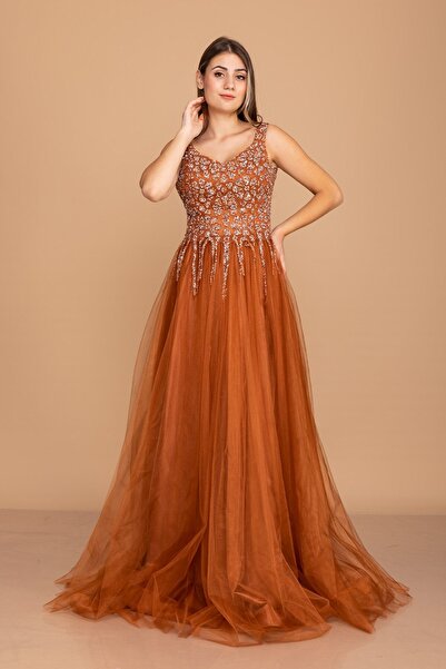 Saygın Giyim 327 Dama Sim Baskılı Bel Saçaklı Tül Nişanlık